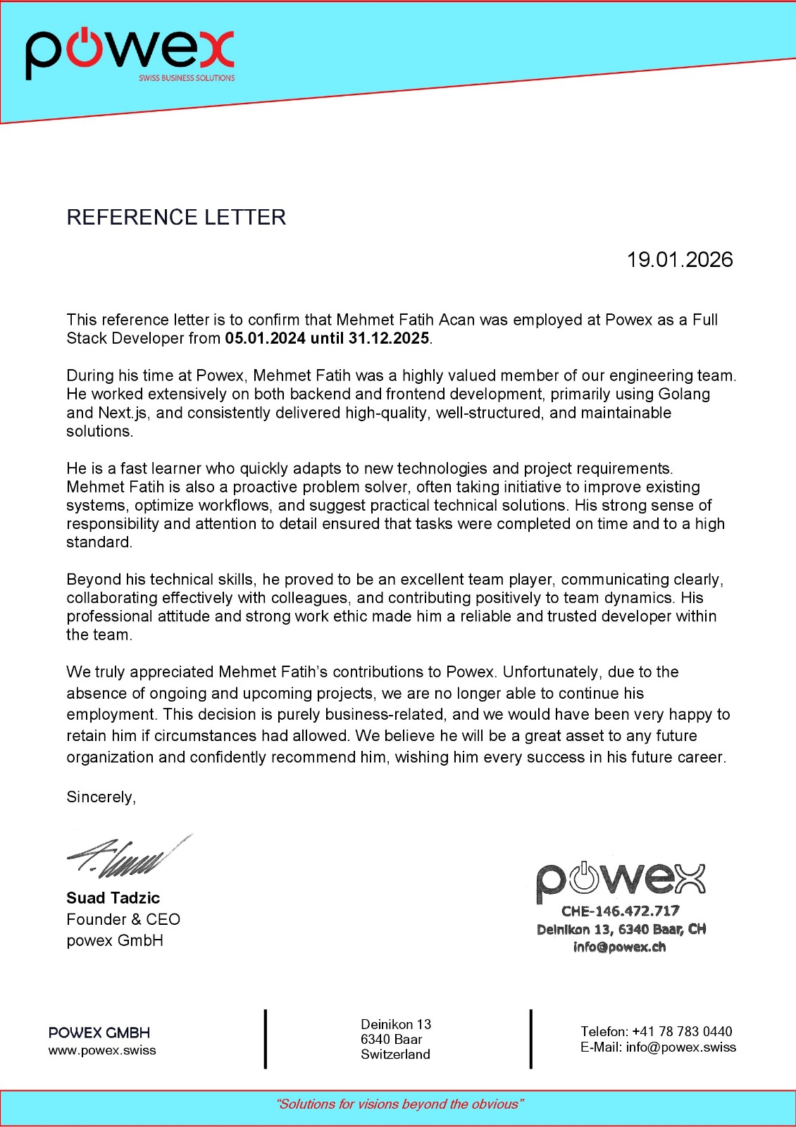 Reference letter